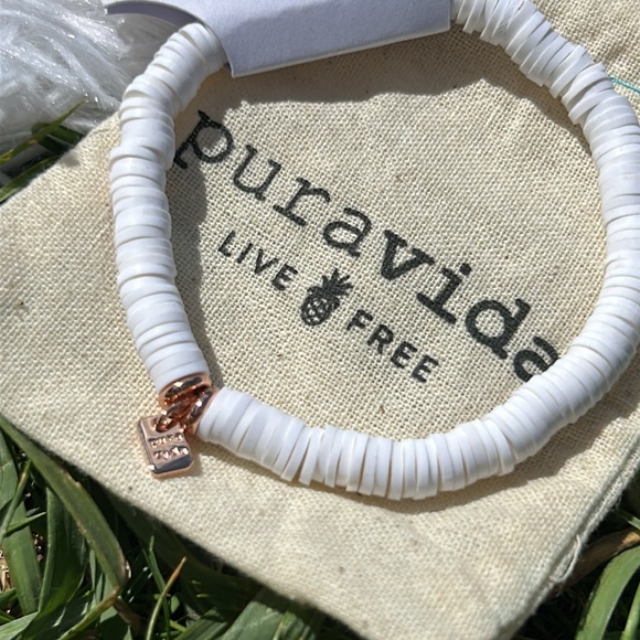 Pura Vida White Pastel Disc Stretch Bracelet NEW! - Picture 4 of 10